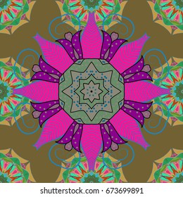 Floral pattern with flowers and leaves. Cute pattern with small flowers. Vector illustration.