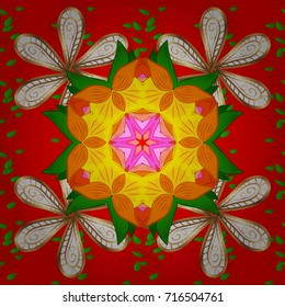 Floral pattern with flowers and leaves. Cute pattern with small flowers. Vector illustration.