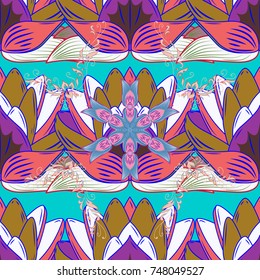 Floral pattern with flowers and leaves. Cute pattern with small flowers. Vector illustration.