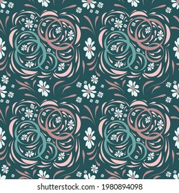 Floral pattern with flowers and leaves   Fantasy flowers       Abstract Floral geometric fantasy