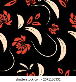 Floral pattern with flowers and leaves  Fantasy flowers Abstract Floral geometric fantasy                  