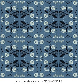 Floral pattern with flowers and leaves  Fantasy flowers Abstract Floral geometric fantasy                  