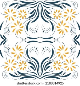 Floral pattern with flowers and leaves  Fantasy flowers Abstract Floral geometric fantasy   