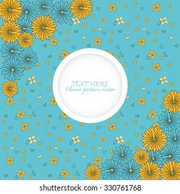 floral pattern with flowers and leaves on white background.