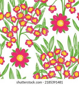 Floral pattern. Flowers sketch. Hand drawn vector illustration. Pen or marker doodle plant