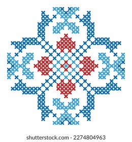 Floral pattern folk art scheme for cross-stitch and knitting