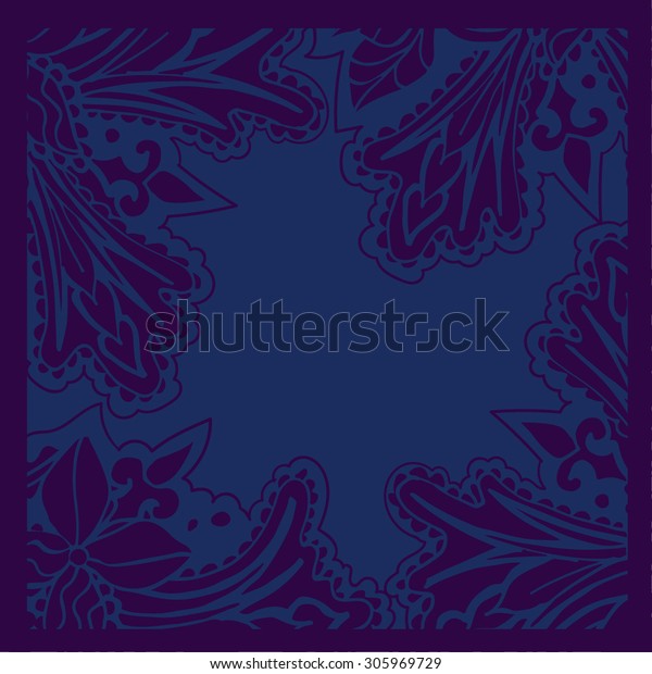 Floral\
pattern with frame, dark. Vector\
illustration.