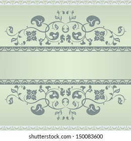 Floral pattern frame. Green and Grey