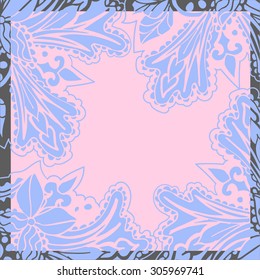 Floral pattern with frame in pastel colors. Vector illustration.