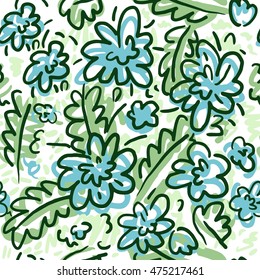 floral pattern free drawing blue