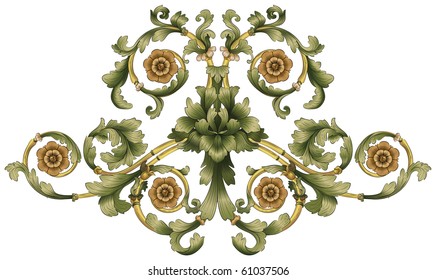 A floral pattern in front of white background