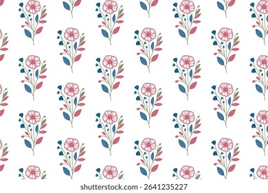 floral pattern with garden themed foliage and stem repetition.spring season texture for wrapping paper and surface textile background

