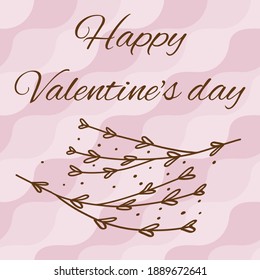 Floral Pattern with gentle pink waves and happy valentine's day wishes for,