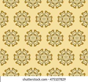 floral pattern of geometric elements. seamless pattern. gold color. vector illustration. design for printing, presentation, textile industry.