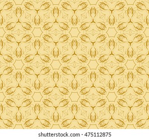 floral pattern of geometric elements. seamless pattern. gold color. vector illustration. design for printing, presentation, textile industry.