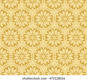 floral pattern of geometric elements. seamless pattern. gold color. vector illustration. design for printing, presentation, textile industry.