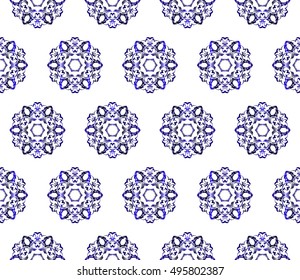 floral pattern of geometric elements. seamless pattern. blue gradient color. vector illustration. design for printing, presentation, textile industry.
