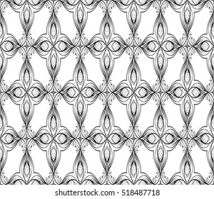floral pattern of geometric elements. seamless pattern. black and white color. vector illustration.