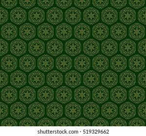 floral pattern of geometric elements. seamless pattern. green color. vector illustration.