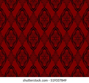 floral pattern of geometric elements. seamless pattern. black and red color. vector illustration.