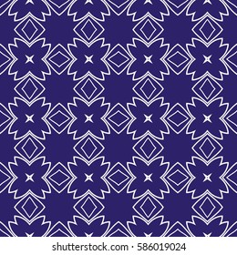 floral pattern of geometric elements. seamless pattern. blue, white color. vector illustration. design for printing, presentation, textile industry.