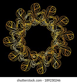 Floral pattern in gold colors on black background