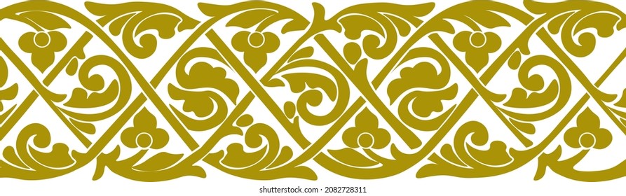Floral pattern with golden color. can be repeated.