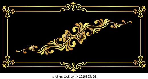 Floral pattern. Golden floral pattern. Decorative design. Seamless vector background. For Invitation cards decoration - Vector
