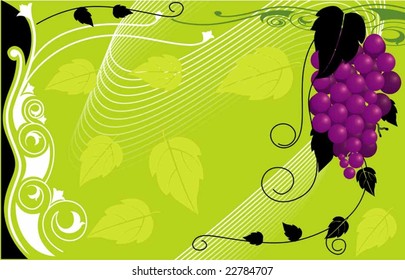 Floral pattern with grapes in green colour	