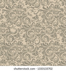 Floral pattern, gray on beige background