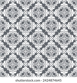 Floral pattern gray and white ornament graphic modern pattern seamless background.
