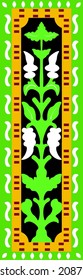floral pattern with green frame. standing pattern. dominated by color green
