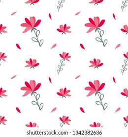Floral pattern and green leaves. Vector illustration 
