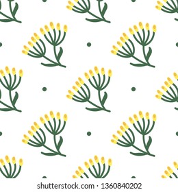 Floral pattern with green twigs. Pattern for textile, fabric, background, Wallpaper, wrapping paper.