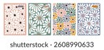 Floral Pattern with Groovy Daisy Flowers. Abstract Retro Vector Summer Background. Vintage Aesthetic Posters with Boho Daisy Plant