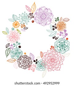 Floral pattern, Hand drawn design with flowers can be used for wallpapers, web page backgrounds, surface textures, wrapping paper design, holiday background
