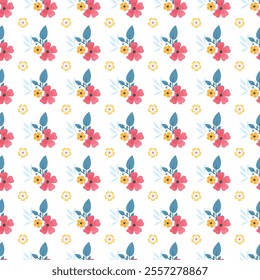 	Floral pattern with hand drawn flowers and floral elements.