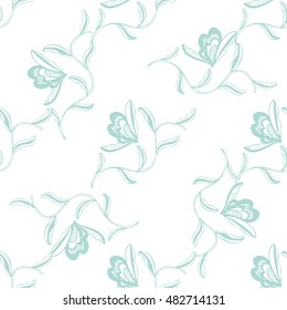 Floral pattern. Hand drawn flowers sketch. Vector illustration.