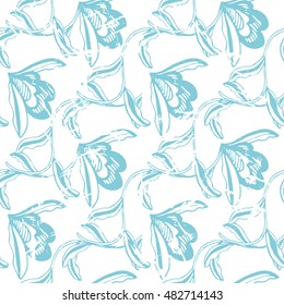 Floral pattern. Hand drawn flowers sketch. Vector illustration.