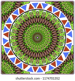 Floral Pattern with hand-drawing Mandala. illustration. For fabric, textile, bandana, pillowcarpet print.