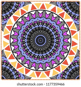 Floral Pattern with hand-drawing Mandala. illustration. For fabric, textile, bandana, pillowcarpet print.