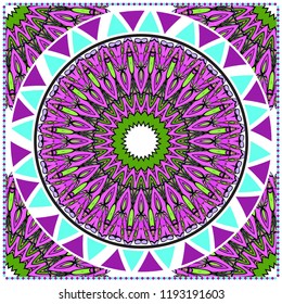 Floral Pattern with hand-drawing Mandala. illustration. For fabric, textile, bandana, pillowcarpet print.