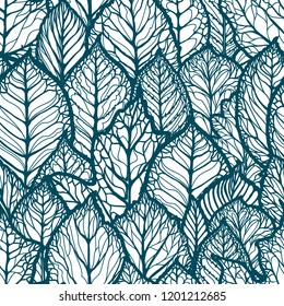 Floral pattern. Hand-drawn decorative leaves. Seamless background vector illustration