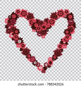 Floral pattern heart shaped as a greeting card - isolated vector on a transparent background
