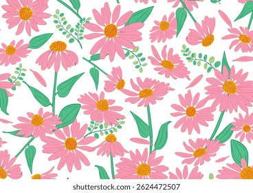 Patrón floral con hierba equinácea