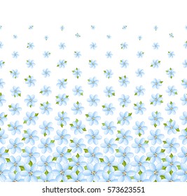 Floral pattern, horizontal  seamless. 
Gradient pattern with delicate flowers isolated on white. Smartly grouped, mask used.