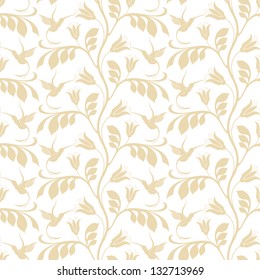 Floral pattern. Hummingbird. Vector illustration