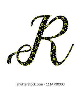 Floral pattern icon, decorative letter r