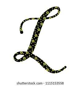 Floral pattern icon, decorative letter l