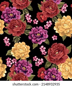 Floral pattern illustration with roses in vector,